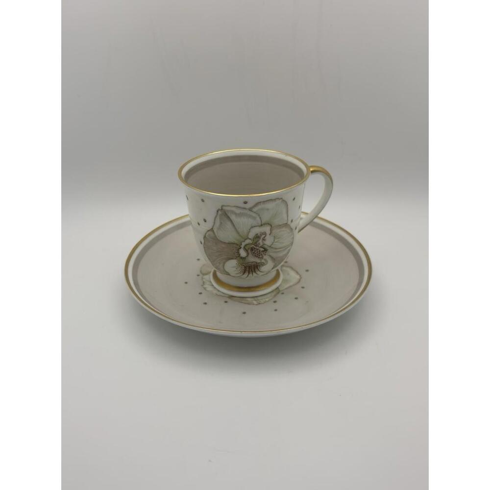 Rare Susie Cooper Azalea Cup & Saucer Set of 4 Taupe Gold England